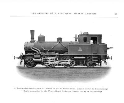 <b>Locomotive-Tender pour le Chemin de fer du Prince-Henri</b><br>Grand Duché de Luxembourg